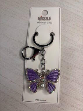 Nicole Essence Lavender Butterfly Keychain